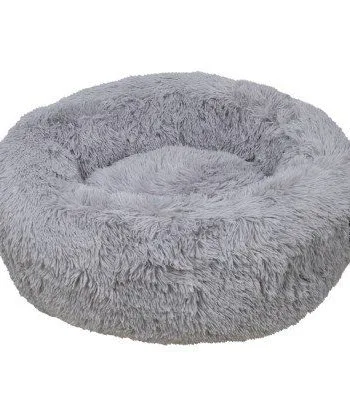 District70 Fuzz Donut Hundeseng Lysegrå