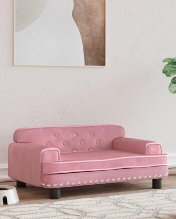 Hundeseng Velour   Lyserød