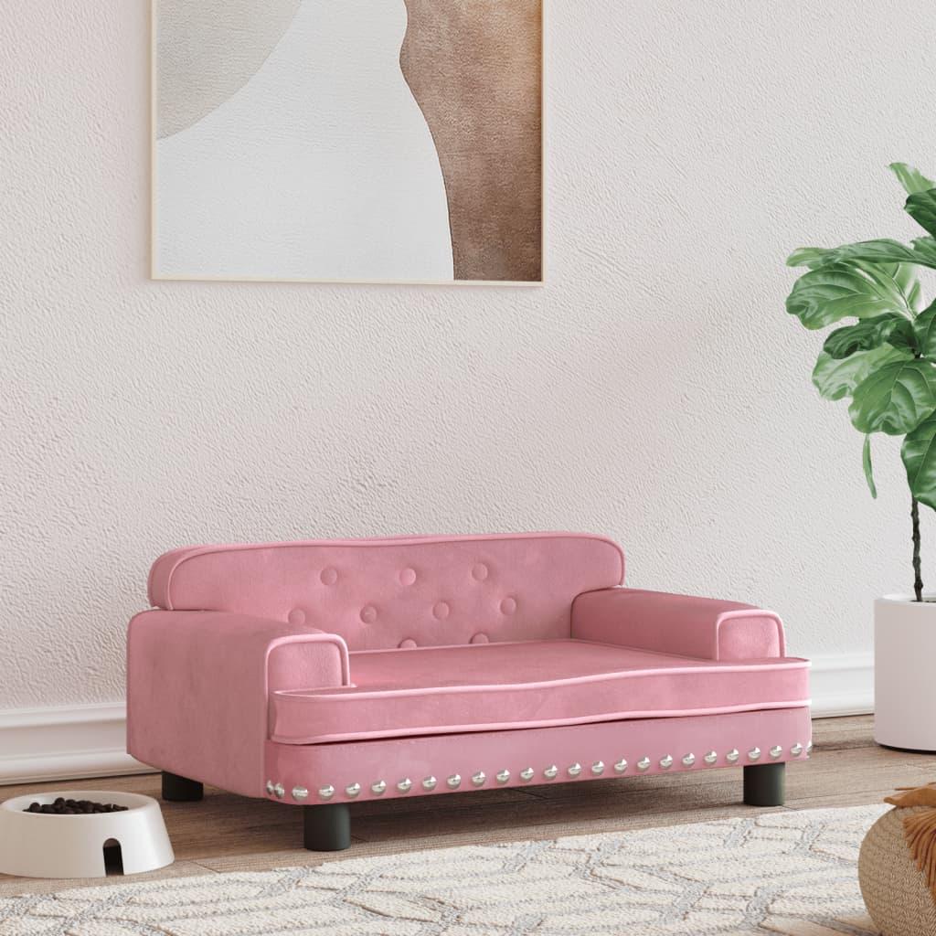 Hundeseng Velour   Lyserød