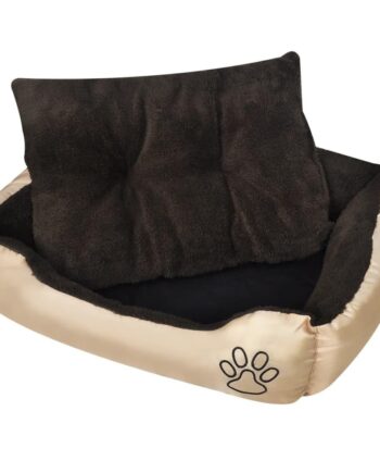 Varm Hundeseng Med Pude Beige Brun Vandafvisende