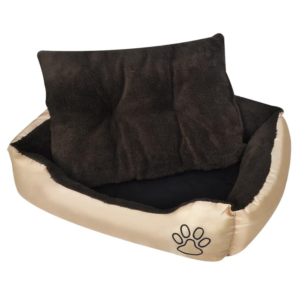 Varm Hundeseng Med Pude Beige Brun Vandafvisende