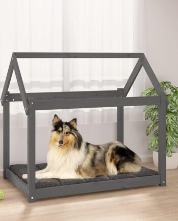 Hundeseng Massivt Fyrretræ Med Husramme 101 Grå